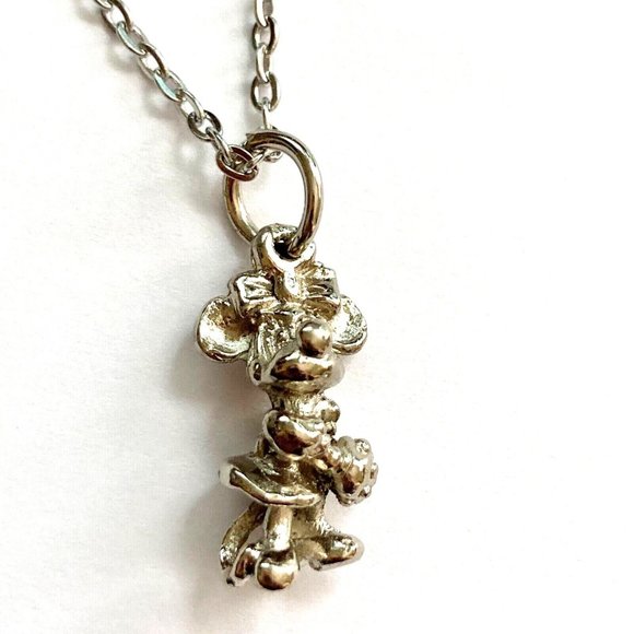 Vintage Disney Minnie Mouse Charm Pendant Necklace 18" Chain Disneyana - Picture 5 of 11